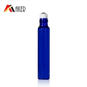 2020 New arrival cobalt blue 5ml 10ml glass roll on bottle with stainless steel roller and plastic screw cap