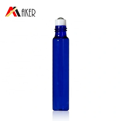2020 New arrival cobalt blue 5ml 10ml glass roll on bottle with stainless steel roller and plastic screw cap