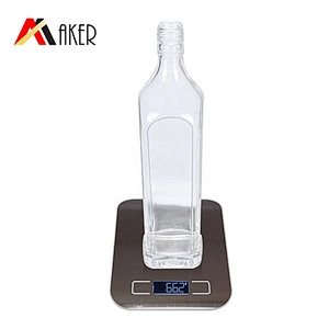 Empty round clear 750ml rum glass wine bottle with aluminum cap