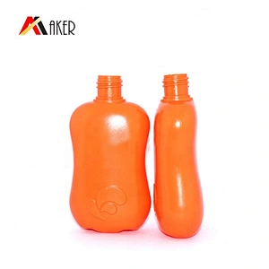 Orange color special shape 100ml PE plastic baby shampoo bath bottle wholesale