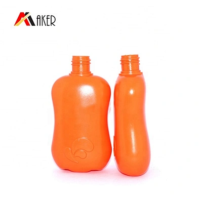 Orange color special shape 100ml PE plastic baby shampoo bath bottle wholesale