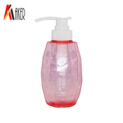 China wholesale unique design semi-transparent 300ml PETG plastic packaging shampoo bottle