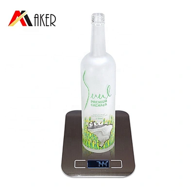 China supply custom 1000ml boston round empty vodka glass wine bottle with aluminum cap