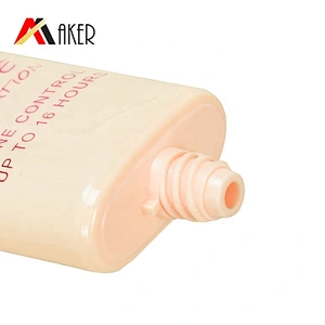wholesale pink empty 30ml oval pe cosmetic BB CC cream plastic tube with screw lid