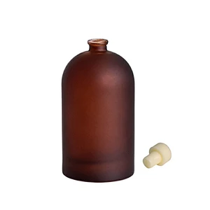 2021 New design frosted amber and brown car diffuser bottle with rubber cork stopper