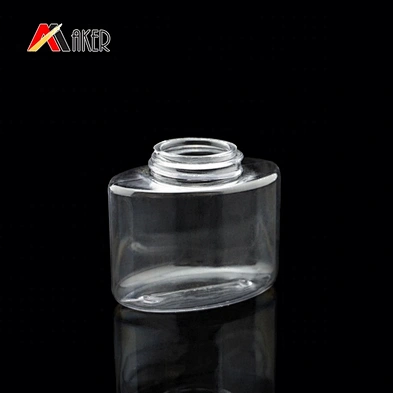 China wholesale empty 70ml clear oval shape cosmetic PETG plastic baby talcum powder bottle with screw cap and sifter