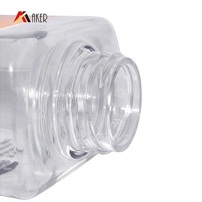 Empty 500ml 550ml clear square shape PET plastic lotion shampoo bottle with pump