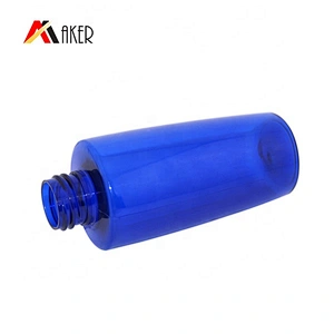 Custom 100ml Cobalt Blue PET Plastic Biodegradable Lotion Bottles with Inner Plug and Screw Cap