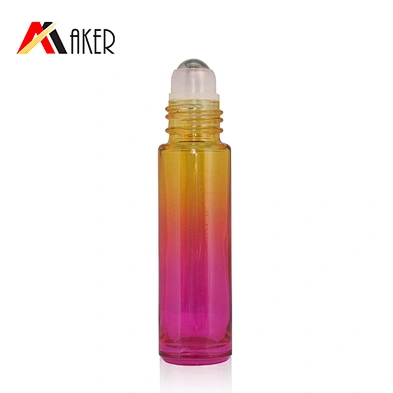 10ml mini in stock roll on bottle rainbow gradient color blue pink yellow glass roller ball bottle oil roller bottle