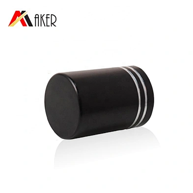 Glass roller ball and black aluminum covered 16mm screw cap with silver rims