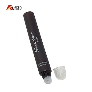 Wholesale 20g dark brown eye cream cosmetic LDPE plastic tube packaging with clear plastic screw cap