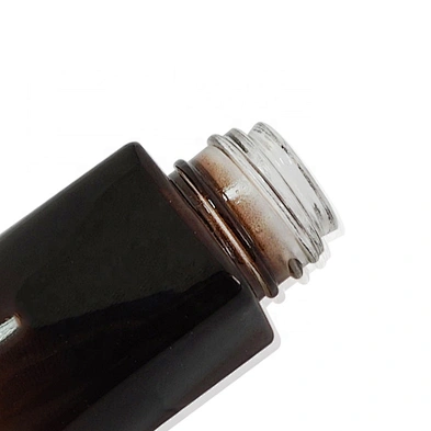 20 ml square painted brown cosmetic glass lotion bottle with gold aluminum dropper