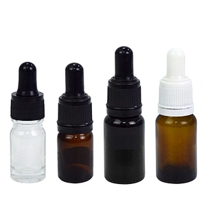 Wholesale Custom Printing Amber 10ml Clear Black Essential Oil Dropper Serum Glass Bottle