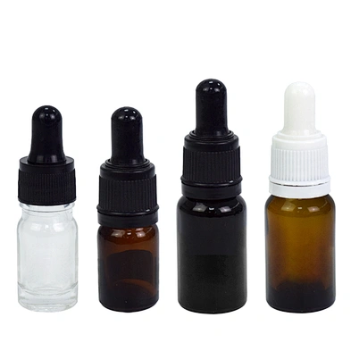 Wholesale Custom Printing Amber 10ml Clear Black Essential Oil Dropper Serum Glass Bottle