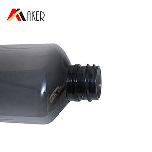 New arrival 100ml semi-transparent black plastic PET bottle for cosmetic packaging with rose gold luxury screw cap