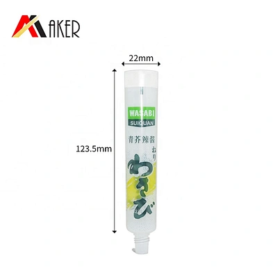 Food grade packaging 30ml soft plastic tube for wasabi with screw cap