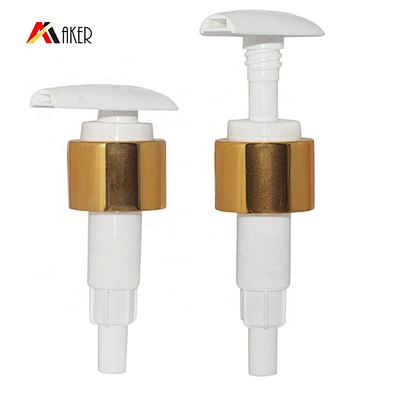 Factory supply gold aluminum covered plastic lotion pump 24/410 for cosmetic bottles