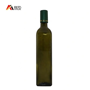 New arrival wholesale 750ml matte dark green square olive oil glass bottle