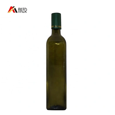 New arrival wholesale 750ml matte dark green square olive oil glass bottle