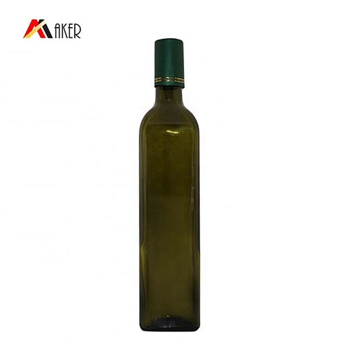 New arrival wholesale 750ml matte dark green square olive oil glass bottle