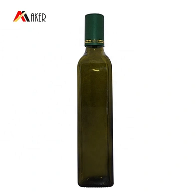 Hot Sale Custom 500ml Square Shape Dark Green Glass Bottle For Olive Oil