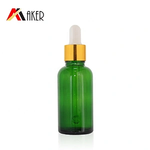Factory wholesale/custom 20ml semi-transparent green glass essential oil bottle cosmetic glass essence bottle serum bottle
