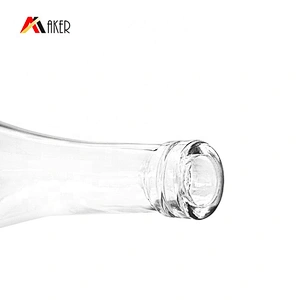 wholesale 550ml transparent unique shaped crystal glass sparking wine bottle with polymer rubber stopper