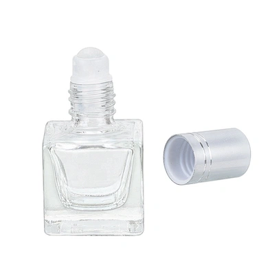 Wholesale empty clear mini 6ml glass deodorant roll on perfume bottle with aluminum covered cap