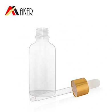 Factory supply empty round shape 50ml clear essential oil glass bottle with dropper