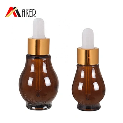 Factory wholesale price new design 15ml amber essential oil glass bottle with gold dropper