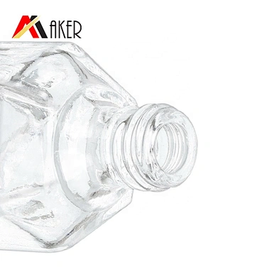 Wholesale hexagonal transparent 10ml roll on glass bottle with glass roller ball for perfume essential oil