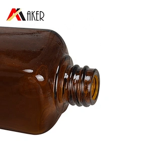 Wholesale empty 25ml 40ml square semi-transparent amber glass essential oil bottle with gold aluminum covered screw cap