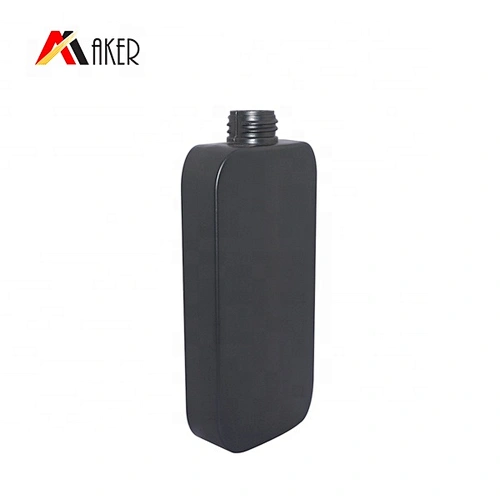 Manufacturer 400ml Flat cosmetic black plastic pe shampoo bottle