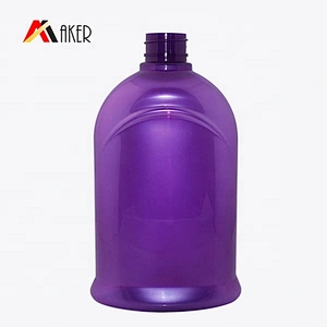Factory price unique round purple empty 500ml PET plastic body lotion shampoo bottle for skin care with lotion pump
