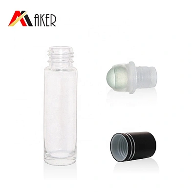 Glass roller ball and black aluminum covered 16mm screw cap with silver rims