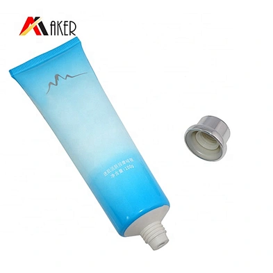 wholesale price round gradient blue 100ml body lotion cosmetic plastic packaging tube with screw cap