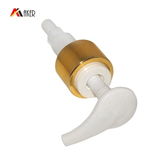 New design wholesale gold aluminum covered plastic lotion pump 24/410 for bottles