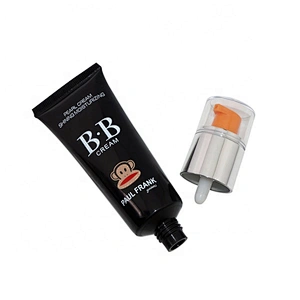 wholesale 50ml black color round cosmetic packaging nude BB cream squeeze tube with airless pump