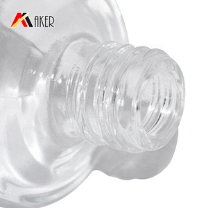 wholesale empty clear 15ml oval nail polish glass bottle with black brush screw cap