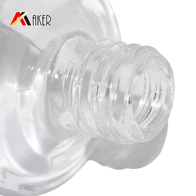 wholesale empty clear 15ml oval nail polish glass bottle with black brush screw cap