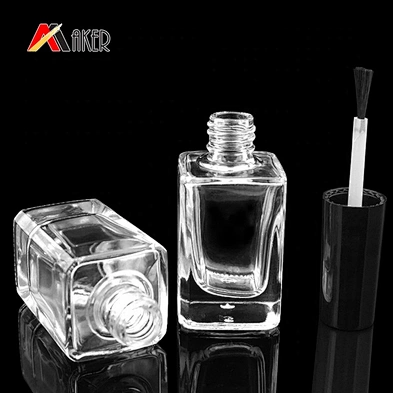 10ml empty square shaped clear nail polish glass bottle with brush cap