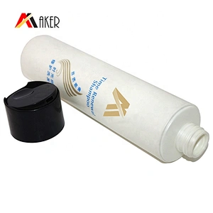 Wholesale cylinder 300ml white PE plastic hair care shampoo packaging bottle with disc cap