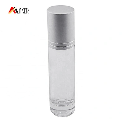 Factory price clear custom round 5ml perfume essential oil glass roll on bottle with stainless steel roller