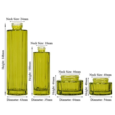 OEM Factory Low MOQ Skincare Empty Fancy Lotion Bottles Cream Jar Luxury Glass Cosmetic Packaging Set