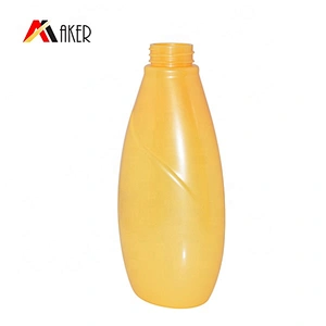 Yellow custom shape 500ml PET plastic shampoo lotion bottle with pump wholesale