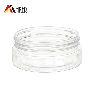 Factory supply empty clear 50ml PET plastic cosmetic face cream jar packaging with red plastic screw cap and white liner