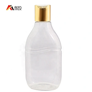 Custom 230ml PET Plastic Refillable Sunscreen Lotion Emty Bottle with Gold Aluminum Covered Disc Cap