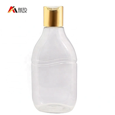 Custom 230ml PET Plastic Refillable Sunscreen Lotion Emty Bottle with Gold Aluminum Covered Disc Cap