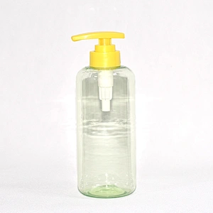 Wholesale 500ml transparent round PET cosmetic plastic shampoo bottle with lotion pump with short lead time