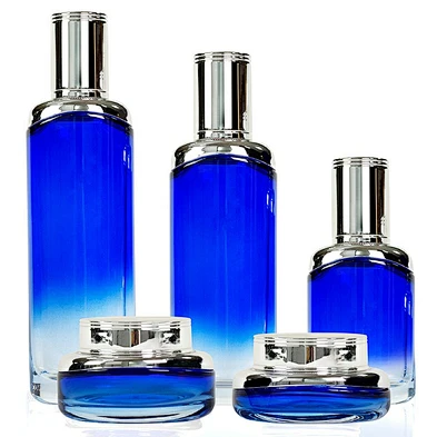 Wholesale 30g 50g 40ml 100ml 120ml luxury cosmetic packaging glass jar lotion pump containers bottle set